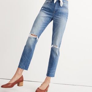 Madewell High-Rise Slim Crop Boyjean: Knee-Rip